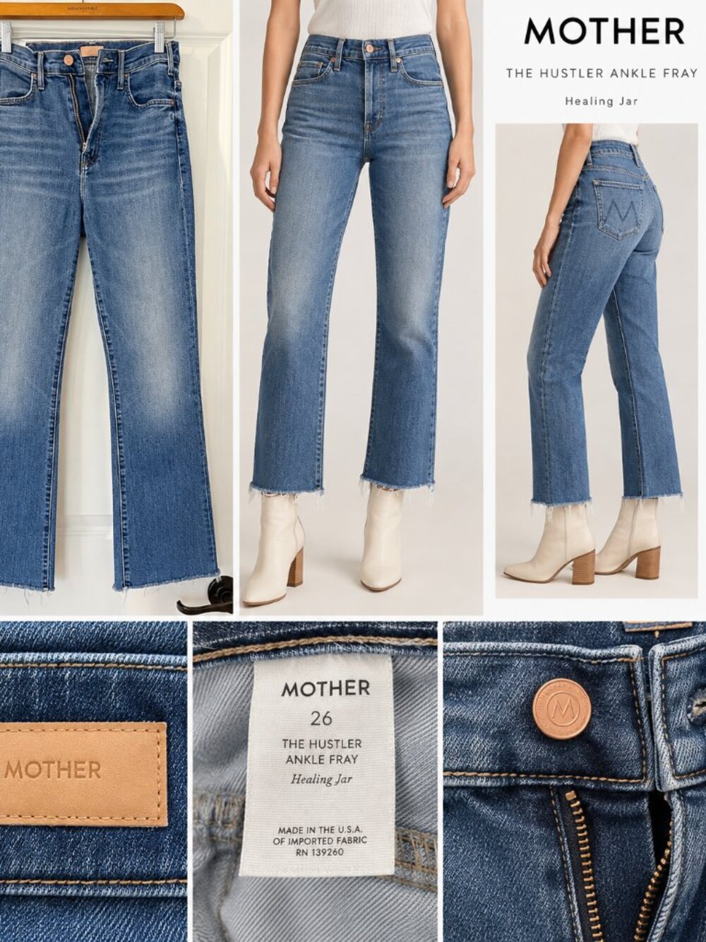 MOTHER Hustler Ankle Fray Jeans  25 Healing Jar High Rise Flare